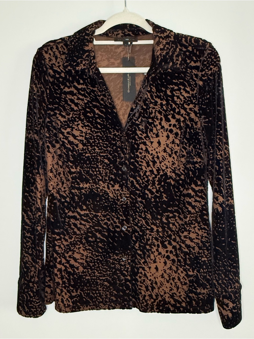 Donna Karan Burnout Velvet Button-Front Blouse